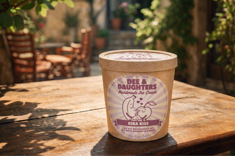 Dee & Daughters Eisbecher auf einem Tisch im Outdoor-Setting